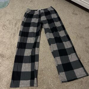 black and gray pajama pants